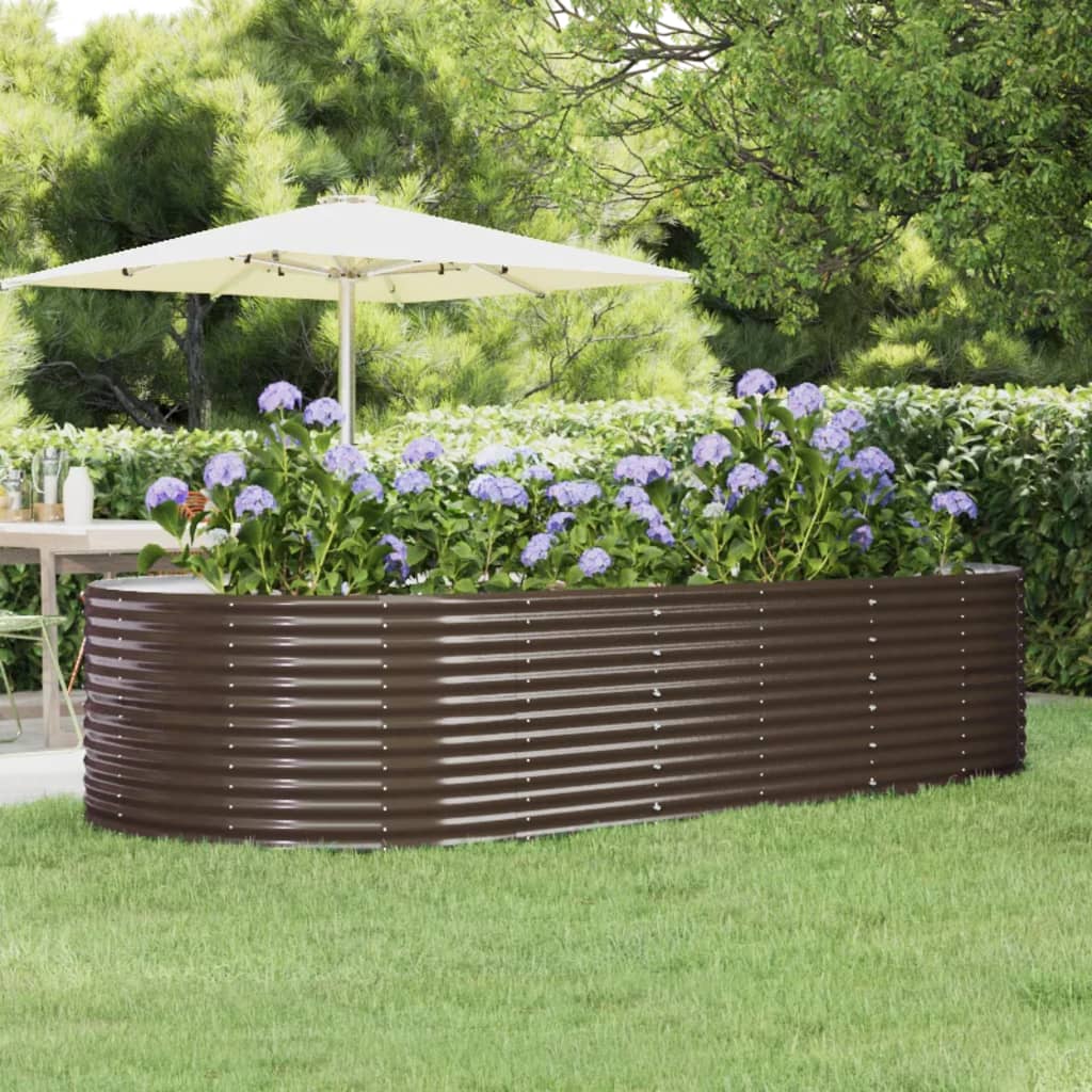 vidaXL Raised Garden Bed Brown 291x140x68 cm Galvanized Steel