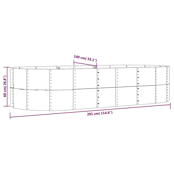 vidaXL Raised Garden Bed Anthracite 291x140x68 cm Galvanized Steel