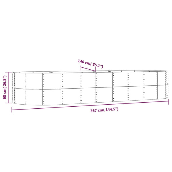 vidaXL Raised Garden Bed Green 367x140x68 cm Galvanized Steel