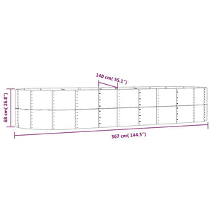 vidaXL Raised Garden Bed Gray 367x140x68 cm Galvanized Steel