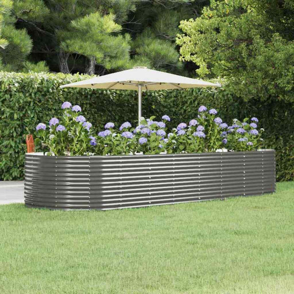 vidaXL Raised Garden Bed Gray 367x140x68 cm Galvanized Steel