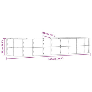 vidaXL Raised Garden Bed Brown 367x140x68 cm Galvanized Steel