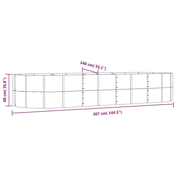 vidaXL Raised Garden Bed Brown 367x140x68 cm Galvanized Steel