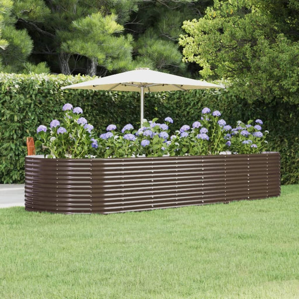 vidaXL Raised Garden Bed Brown 367x140x68 cm Galvanized Steel