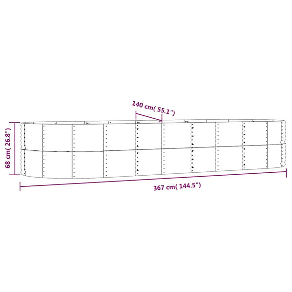 vidaXL Raised Garden Bed Anthracite 367x140x68 cm Galvanized Steel
