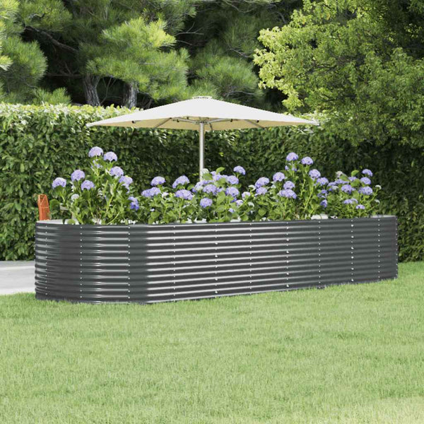 vidaXL Raised Garden Bed Anthracite 367x140x68 cm Galvanized Steel