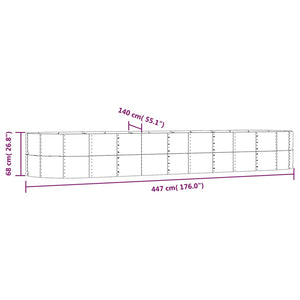 vidaXL Raised Garden Bed Grey 447x140x68 cm Galvanized Steel