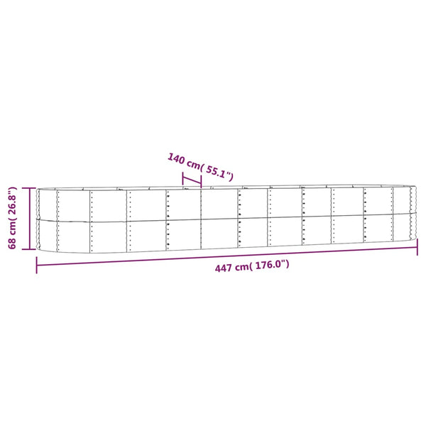 vidaXL Raised Garden Bed Grey 447x140x68 cm Galvanized Steel