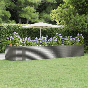 vidaXL Raised Garden Bed Grey 447x140x68 cm Galvanized Steel