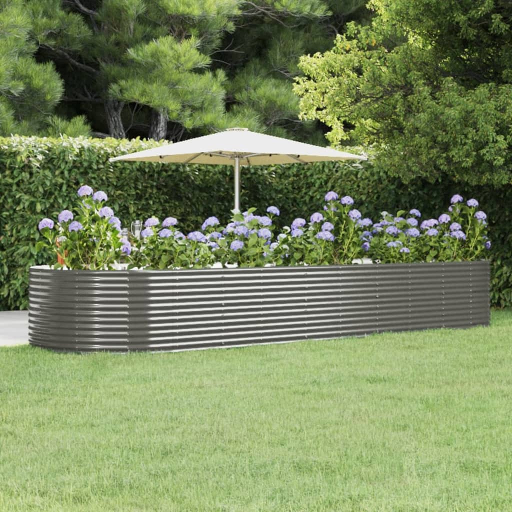 vidaXL Raised Garden Bed Grey 447x140x68 cm Galvanized Steel