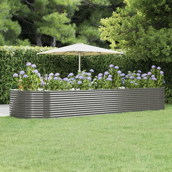 vidaXL Raised Garden Bed Grey 447x140x68 cm Galvanized Steel