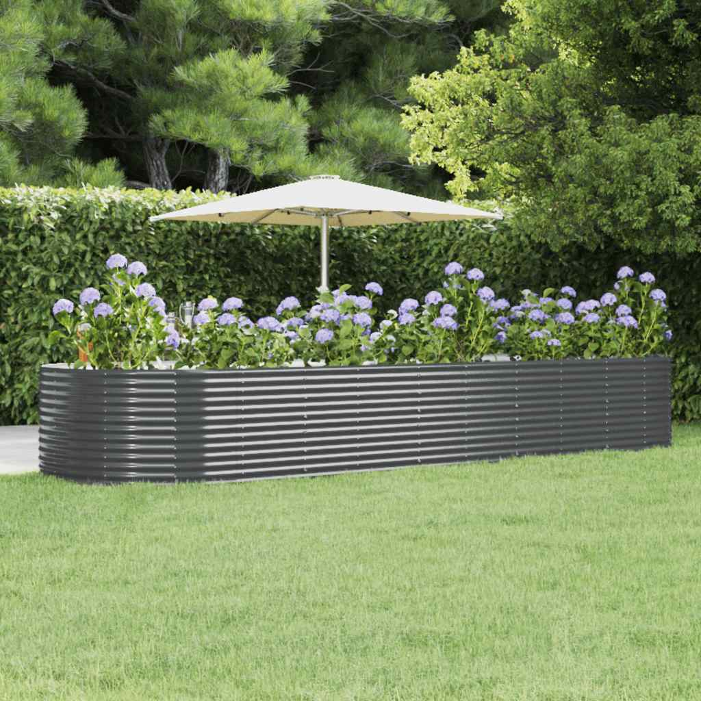 vidaXL Raised Garden Bed Anthracite 447x140x68 cm Galvanized Steel