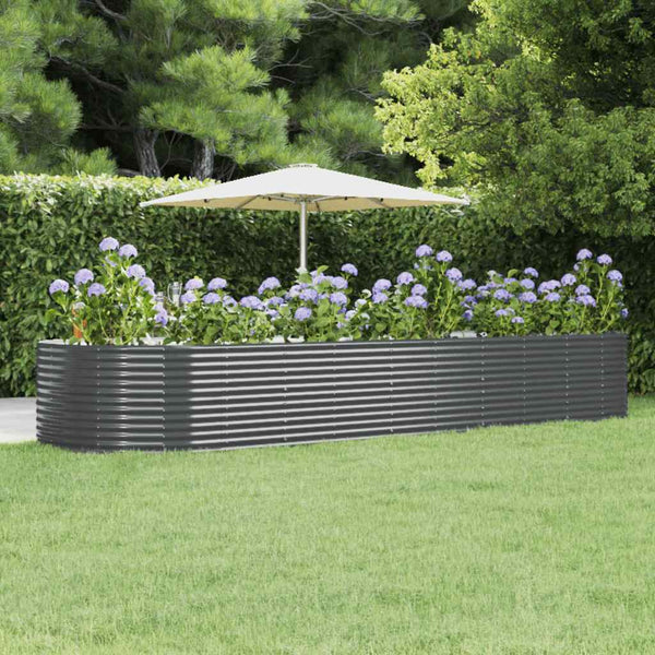 vidaXL Raised Garden Bed Anthracite 447x140x68 cm Galvanized Steel