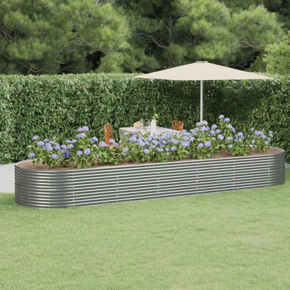 vidaXL Raised Garden Bed Powder-Coated Steel 510x140x68 cm Gray