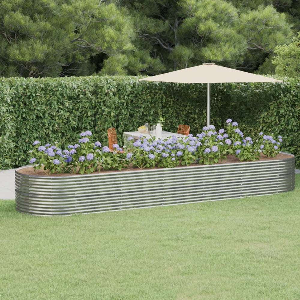 vidaXL Raised Garden Bed Powder-Coated Steel 510x140x68 cm Silver