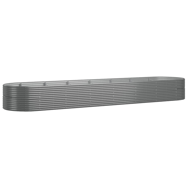 vidaXL Raised Garden Bed Powder-Coated Steel 584x140x68 cm Grey