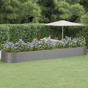 vidaXL Raised Garden Bed Powder-Coated Steel 584x140x68 cm Grey