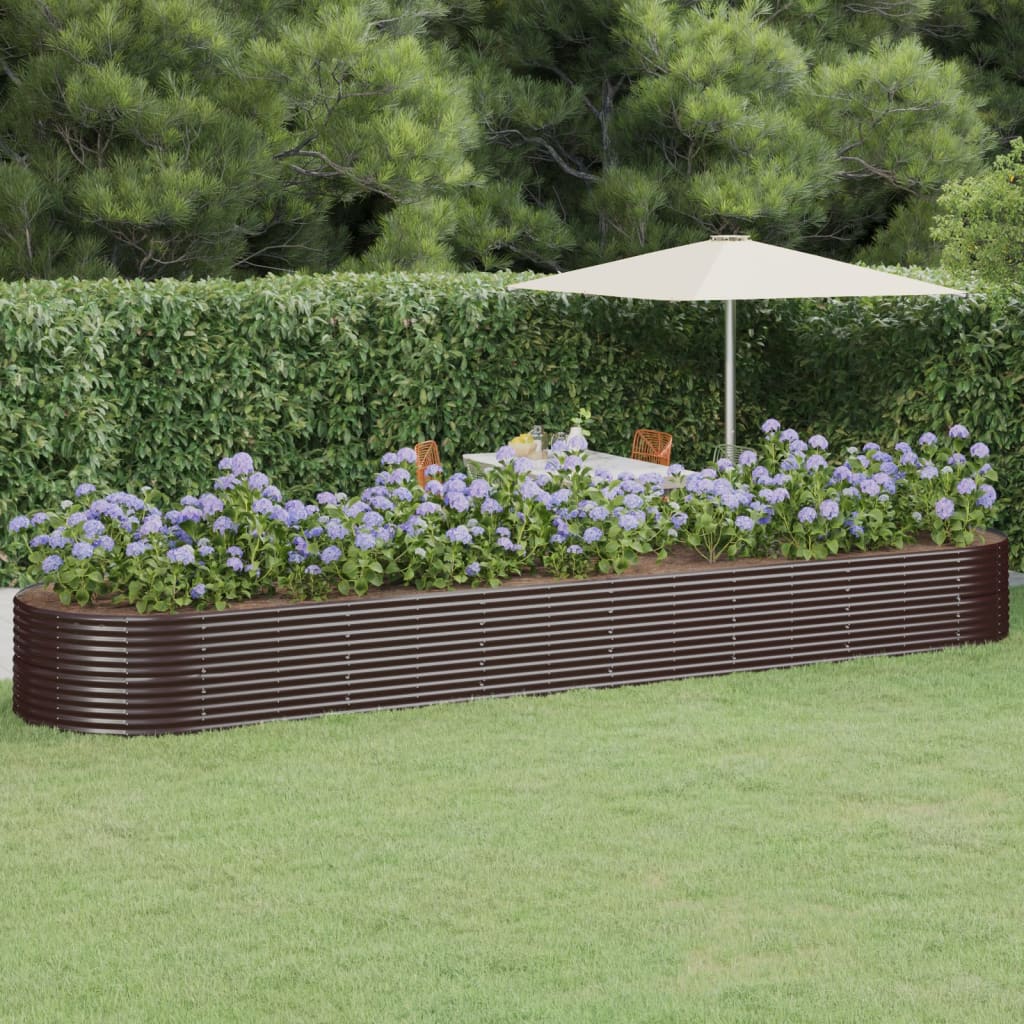 vidaXL Raised Garden Bed Powder-Coated Steel 584x140x68 cm Brown