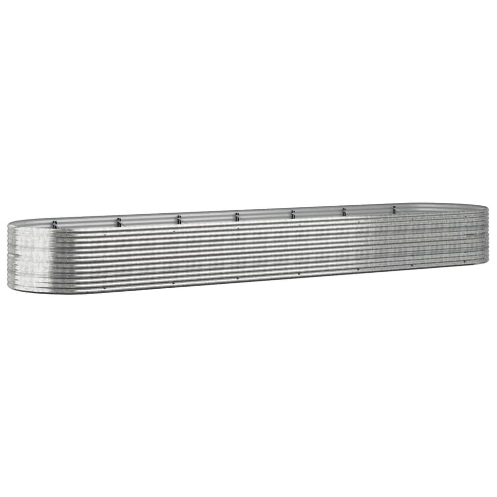vidaXL Raised Garden Bed Powder-Coated Steel 584x140x68 cm Silver