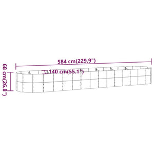 vidaXL Raised Garden Bed Powder-Coated Steel 584x140x68 cm Silver