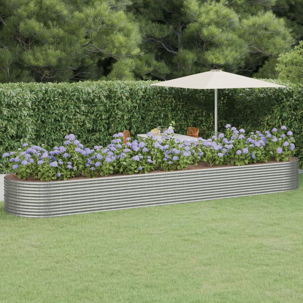 vidaXL Raised Garden Bed Powder-Coated Steel 584x140x68 cm Silver