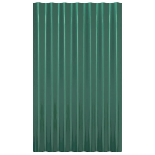 vidaXL Roof Panels 12 pcs. Galvanized Steel Green 60x36 cm