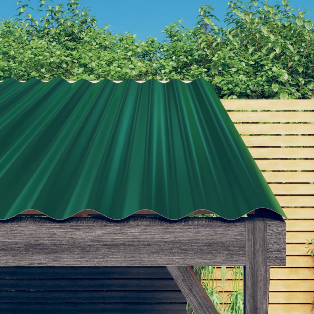 vidaXL Roof Panels 12 pcs. Galvanized Steel Green 60x36 cm