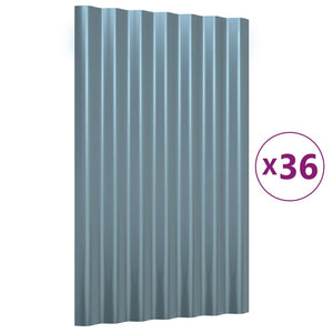 vidaXL Roofing Sheets 36 pcs. Galvanized Steel Grey 60x36 cm