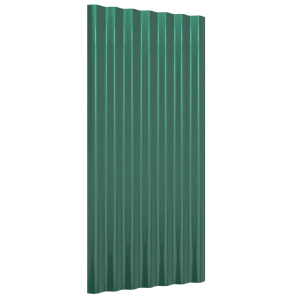 vidaXL Roof Panels 12 pcs Galvanised Steel Green 80x36 cm