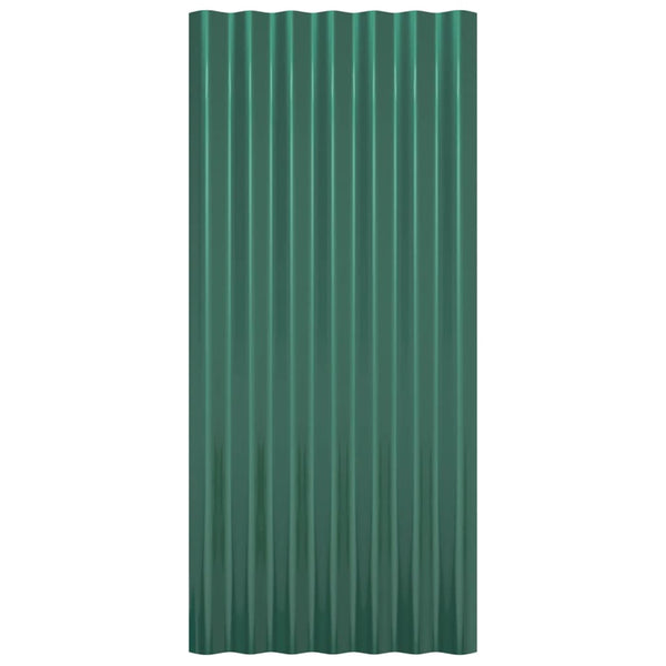 vidaXL Roof Panels 12 pcs Galvanised Steel Green 80x36 cm