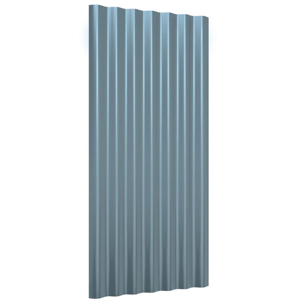vidaXL Roof Panels 12 pcs. Galvanized Steel Grey 80x36 cm