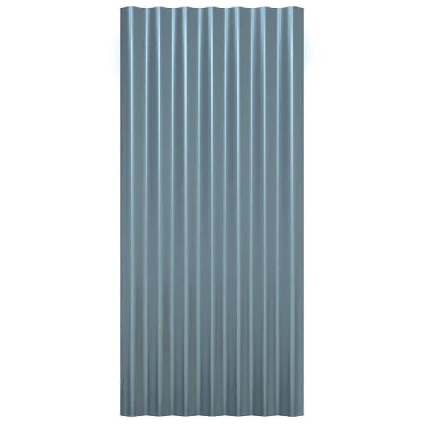 vidaXL Roof Panels 12 pcs. Galvanized Steel Grey 80x36 cm
