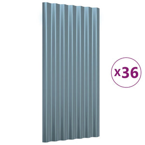 vidaXL Roof Panels 36 pcs. Galvanized Steel Grey 80x36 cm