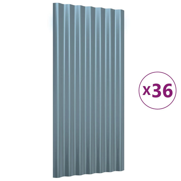 vidaXL Roof Panels 36 pcs. Galvanized Steel Grey 80x36 cm