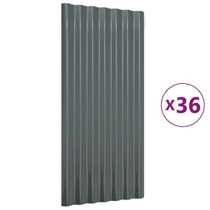 vidaXL Roof Panels 36 pcs. Galvanized Steel Anthracite 80x36cm