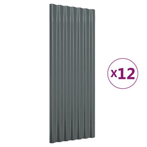 vidaXL Roof Panels 12 pcs Galvanized Steel Anthracite 100x36cm