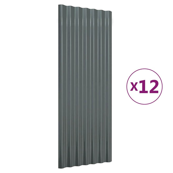 vidaXL Roof Panels 12 pcs Galvanized Steel Anthracite 100x36cm