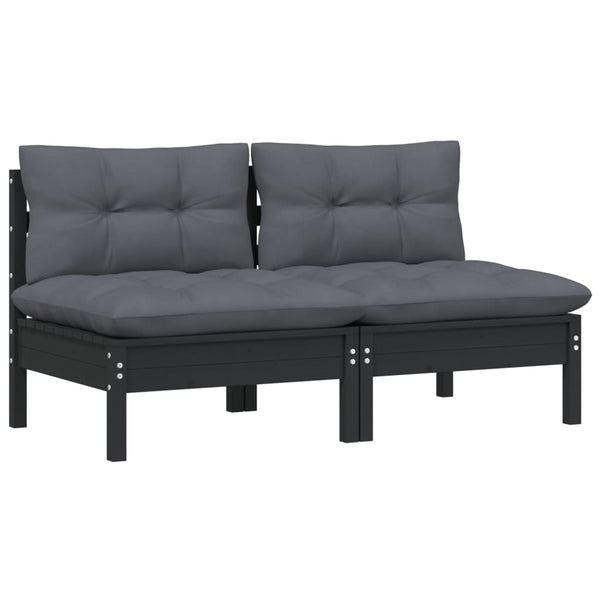 vidaXL 2-Seater Garden Sofa with Anthracite Cushions Solid Pine Wood