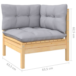 vidaXL 2-Seater Garden Sofa with Gray Cushions Solid Pine Wood