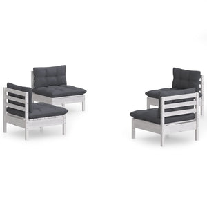 4-tlg. Garten-Lounge-Set mit Anthrazit Kissen Kiefernholz