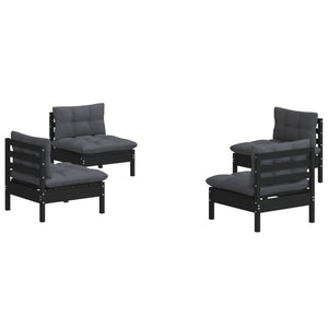 4-tlg. Garten-Lounge-Set mit Anthrazit Kissen Kiefernholz