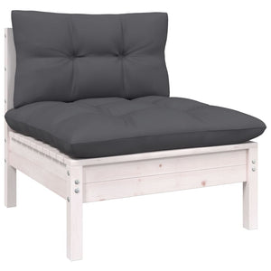 9-tlg. Garten-Lounge-Set mit Anthrazit Kissen Kiefernholz