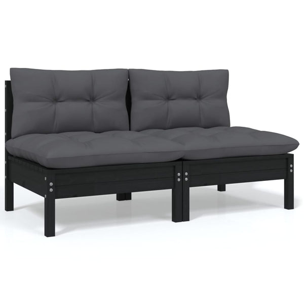 13-tlg. Garten-Lounge-Set mit Anthrazit Kissen Kiefernholz