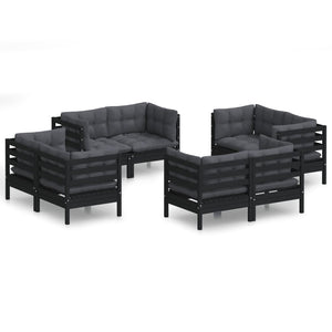 8-tlg. Garten-Lounge-Set mit Anthrazit Kissen Kiefernholz