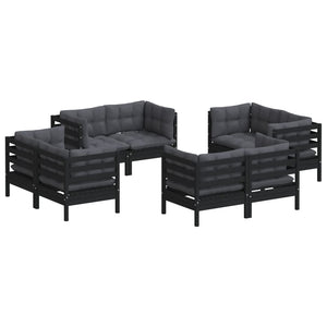 8-tlg. Garten-Lounge-Set mit Anthrazit Kissen Kiefernholz