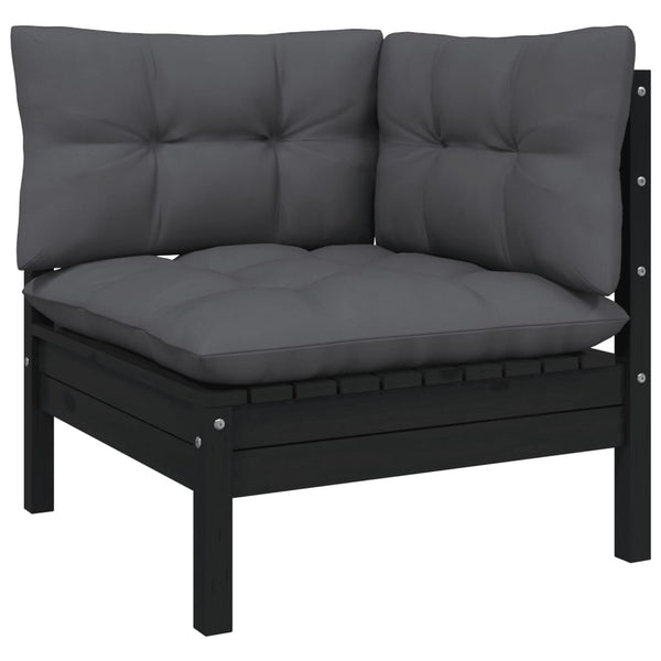 8-tlg. Garten-Lounge-Set mit Anthrazit Kissen Kiefernholz