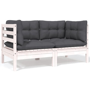 9-tlg. Garten-Lounge-Set mit Anthrazit Kissen Kiefernholz