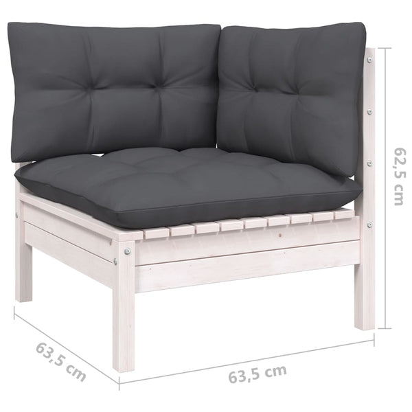 4-tlg. Garten-Lounge-Set mit Anthrazit Kissen Kiefernholz