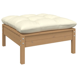 4-tlg. Garten-Lounge-Set mit Creme Kissen Kiefernholz