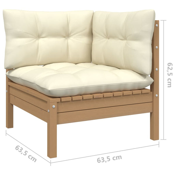 4-tlg. Garten-Lounge-Set mit Creme Kissen Kiefernholz